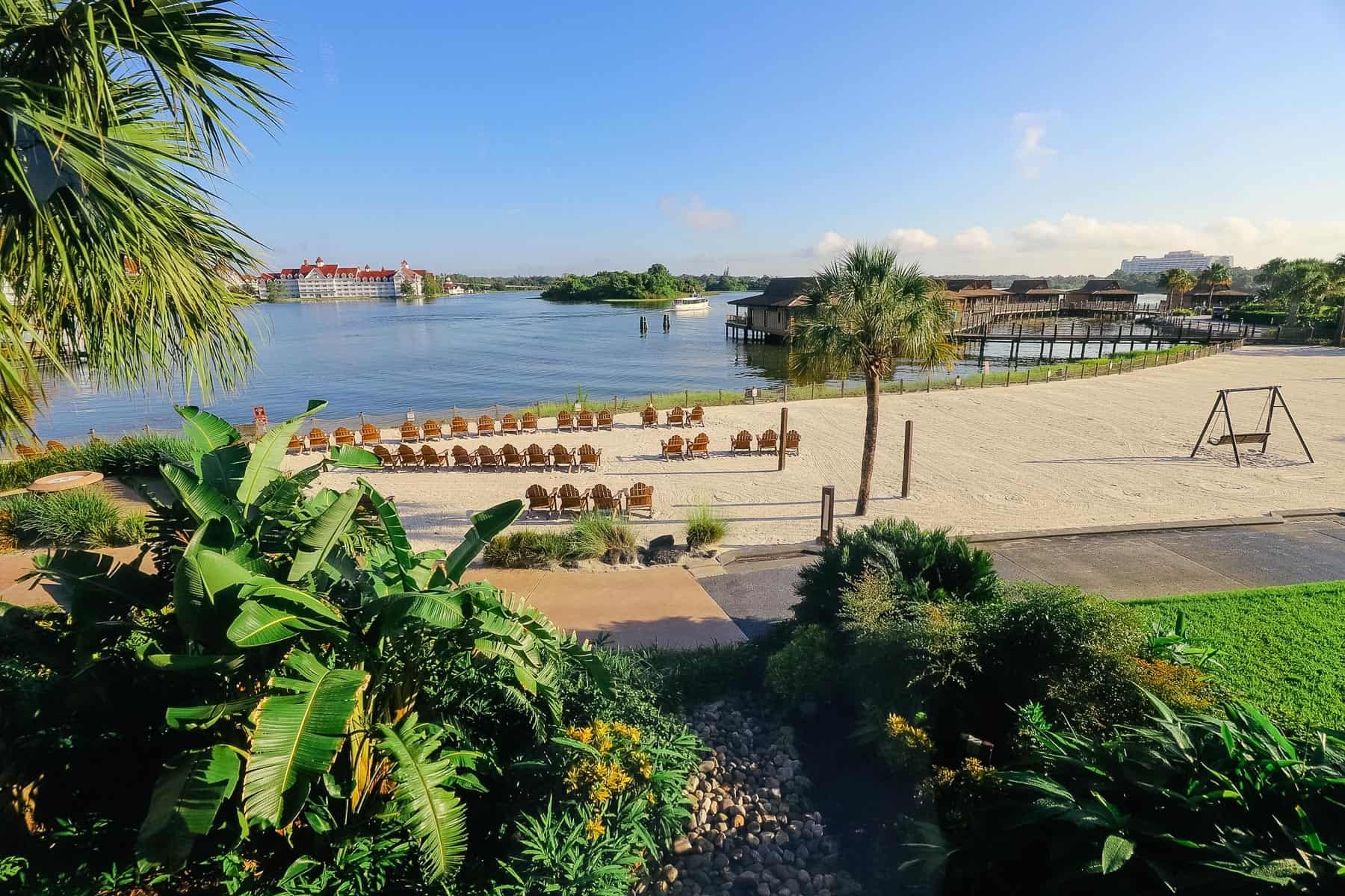 a view to Seven Seas Lagoon from the lounge at the Polynesian 