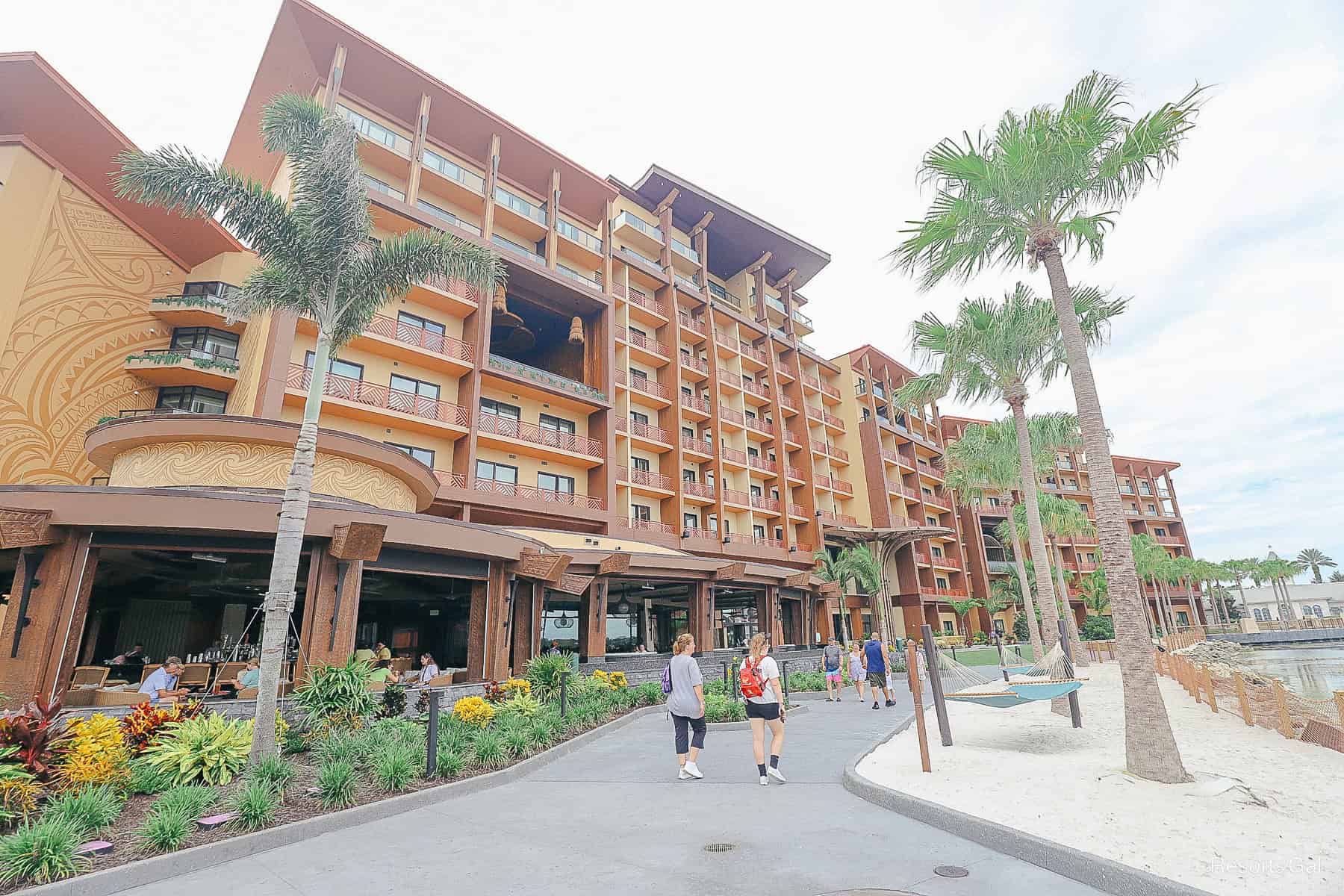 guests walking past the Island Tower