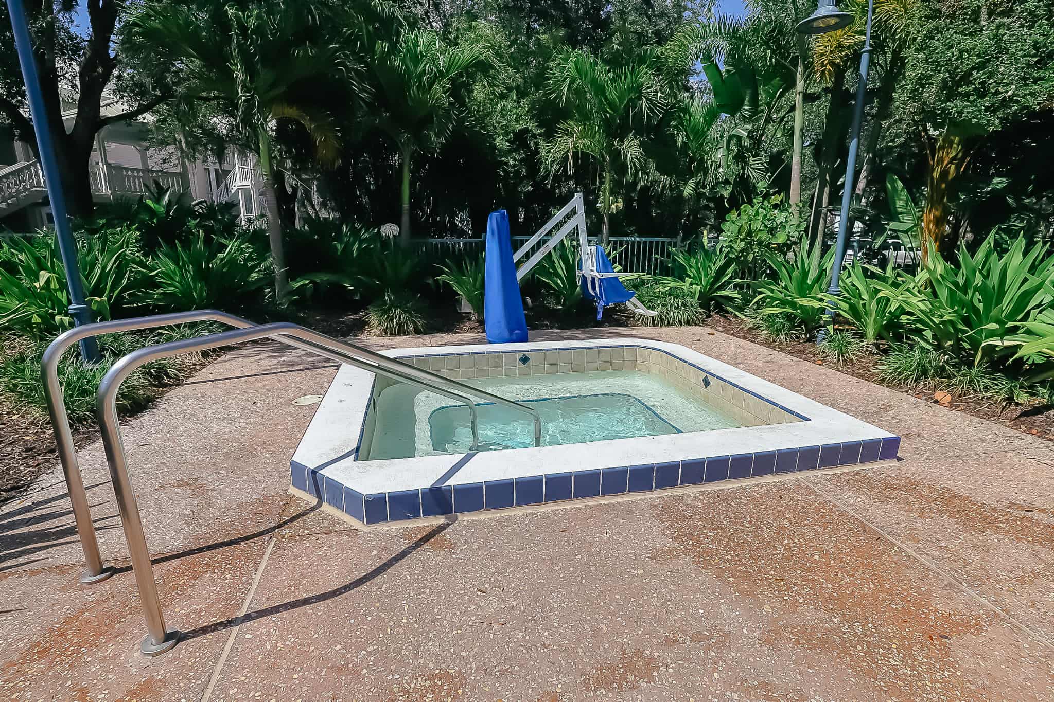 a mobility lift near a hot tub at Disney's Old Key West 