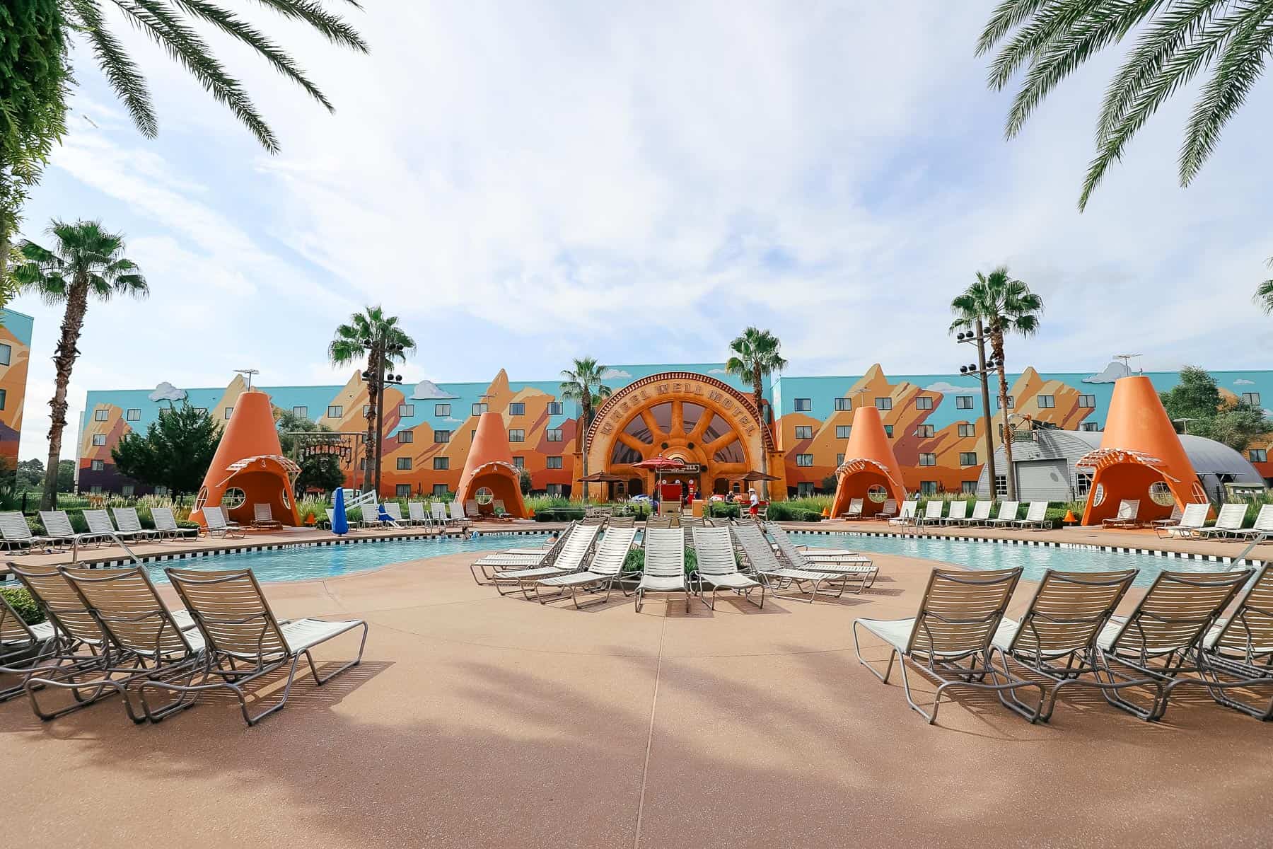 The pool is shaped like a wheel well.