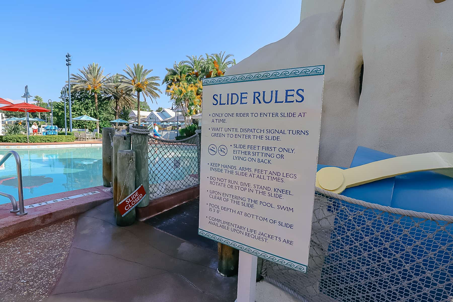 posted slide rules for the Sandcastle Pool 