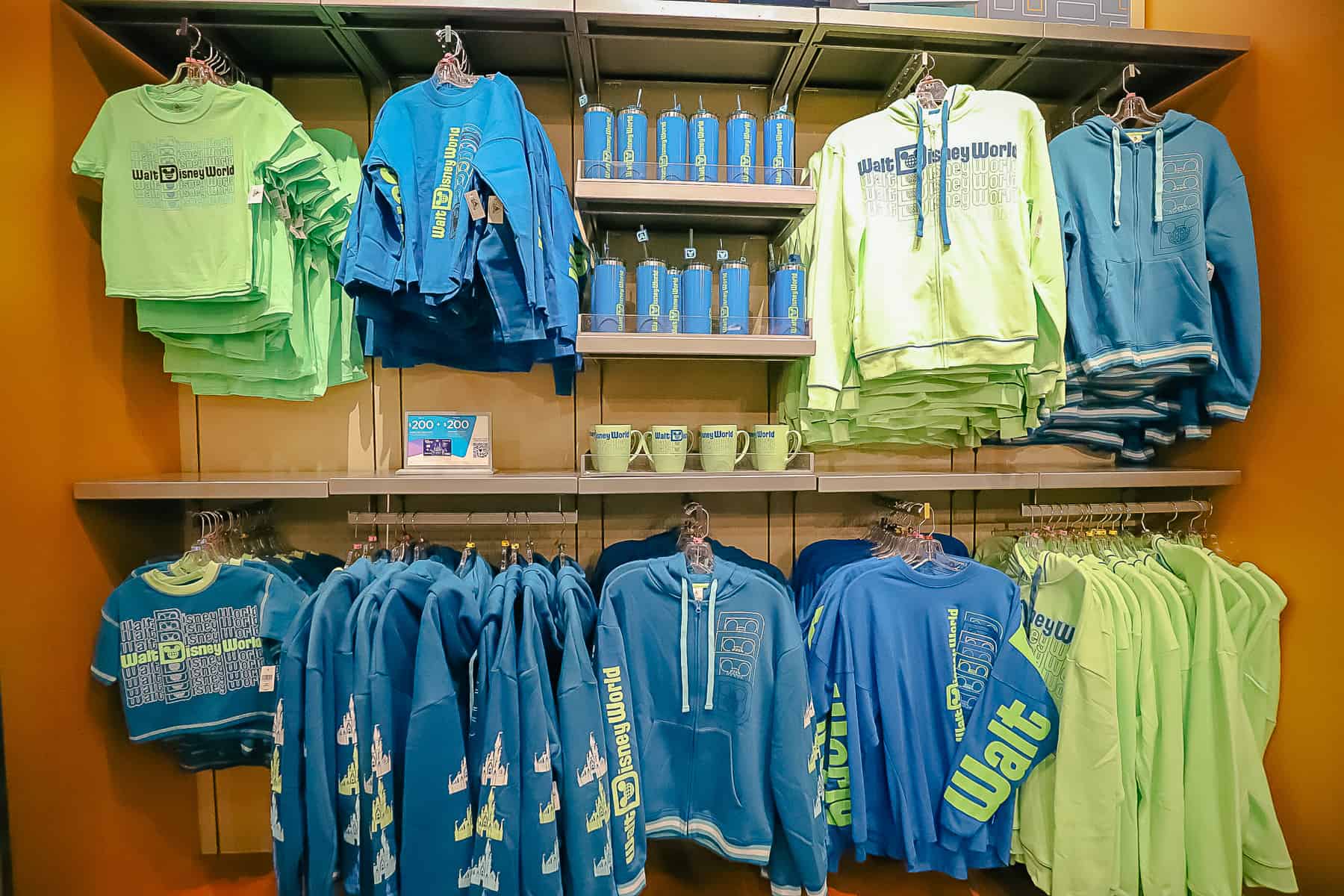 clothing at Pop Century with blue and green tones 