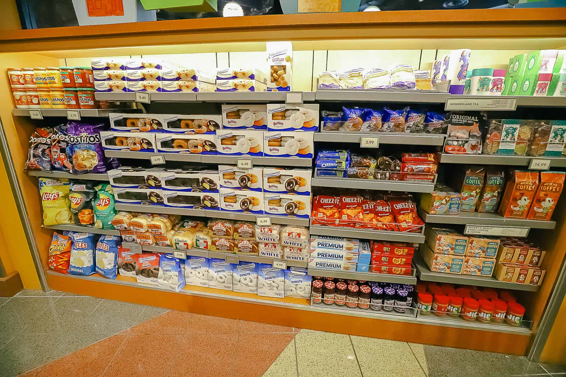 various pastries, donuts, crackers, and other snack items 