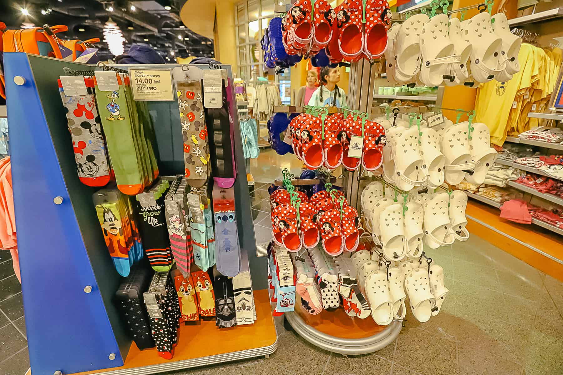 socks and shoes available in the gift shop at Pop Century 