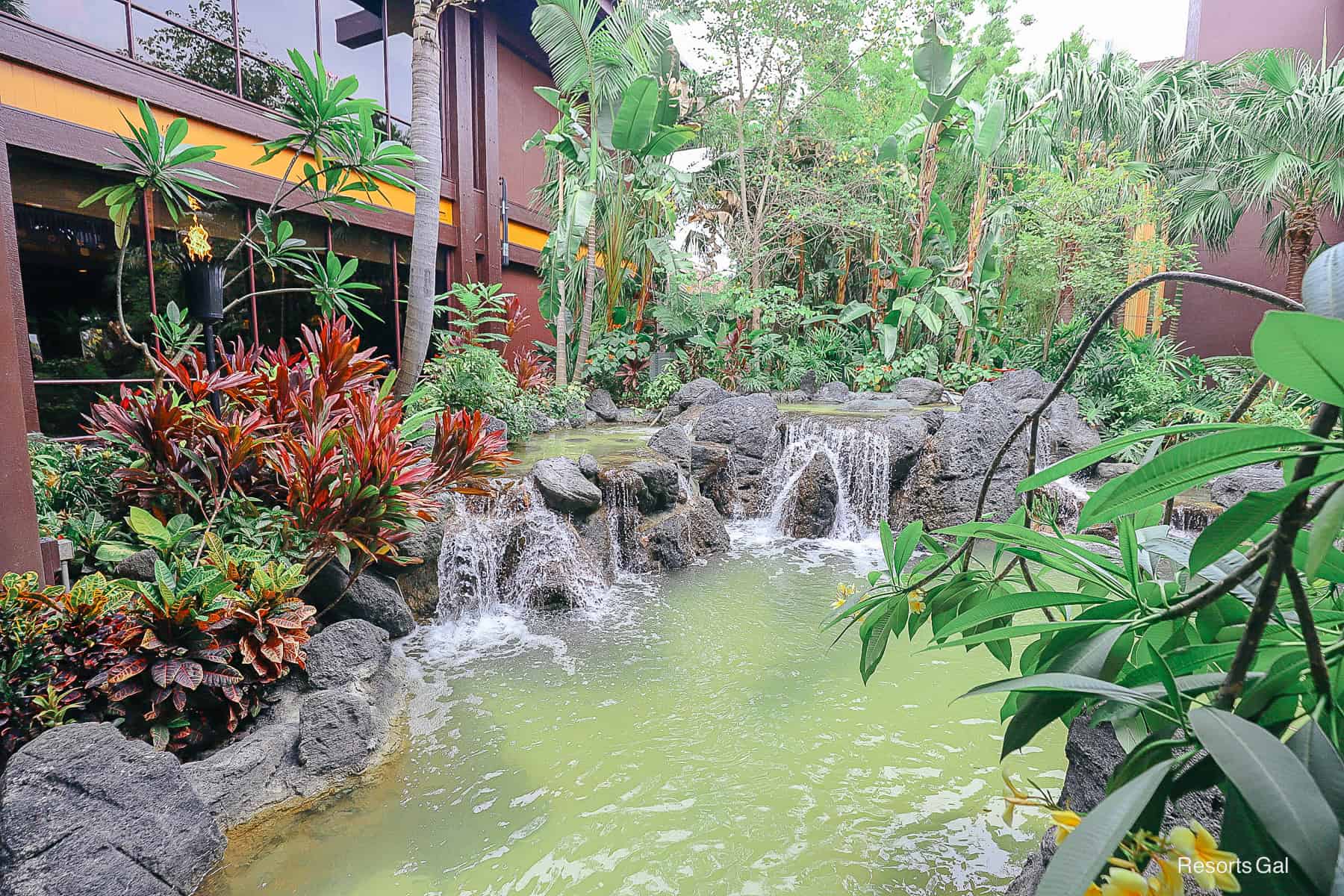 the waterfall entrance of the Polynesian
