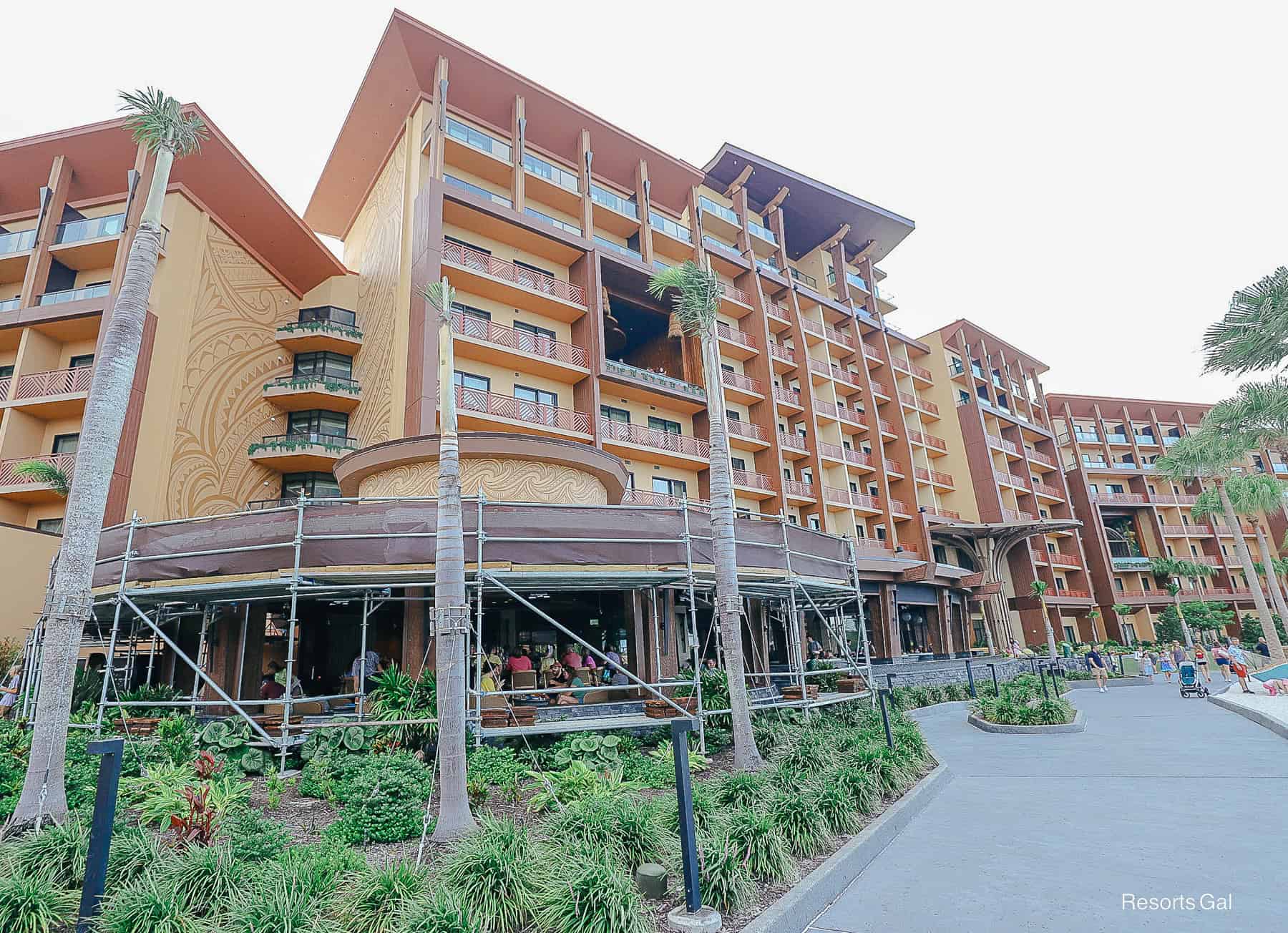 a close up of the Wailulu Bar and Grill roof work at the Polynesian