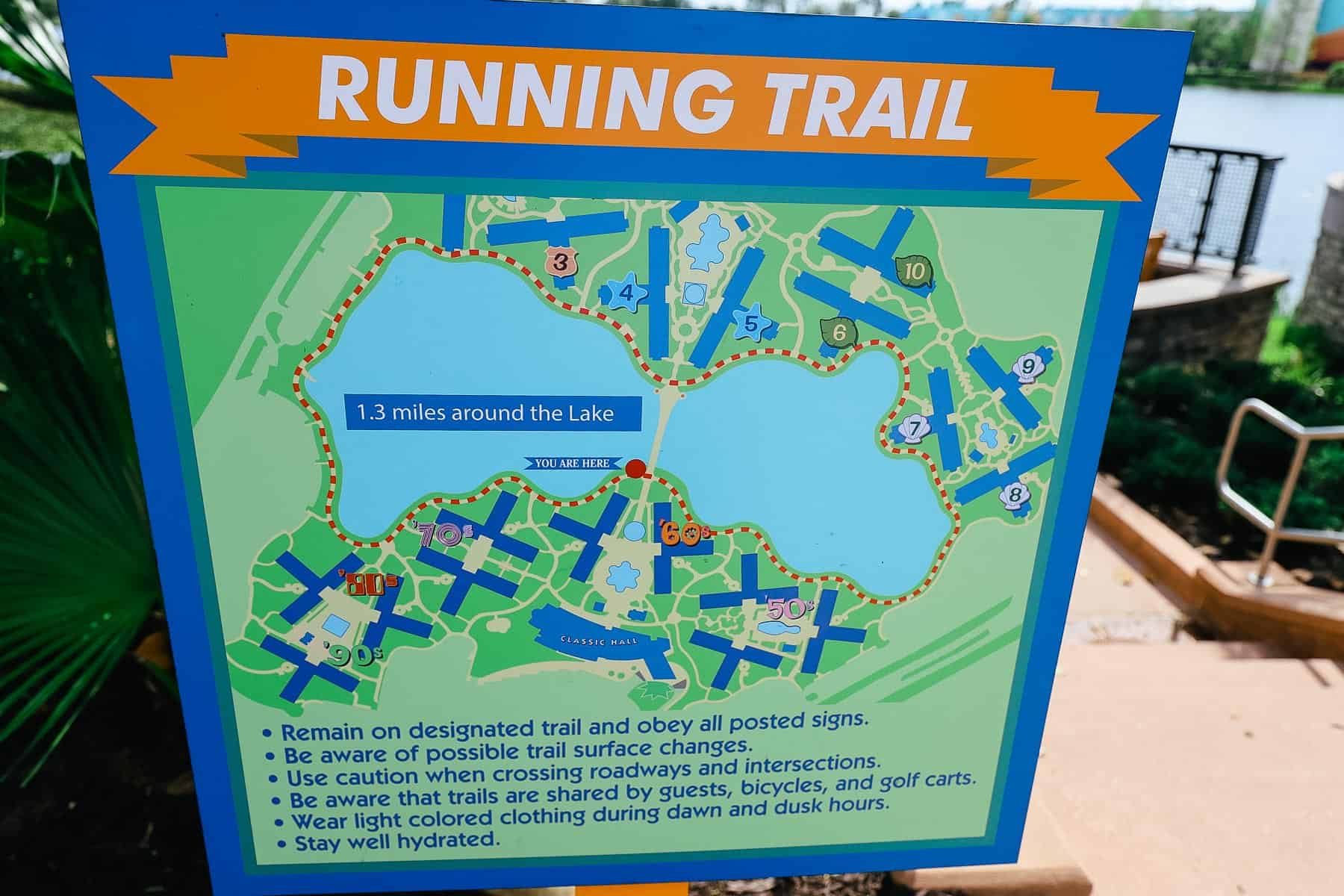 map of running trail Pop Century Resort 