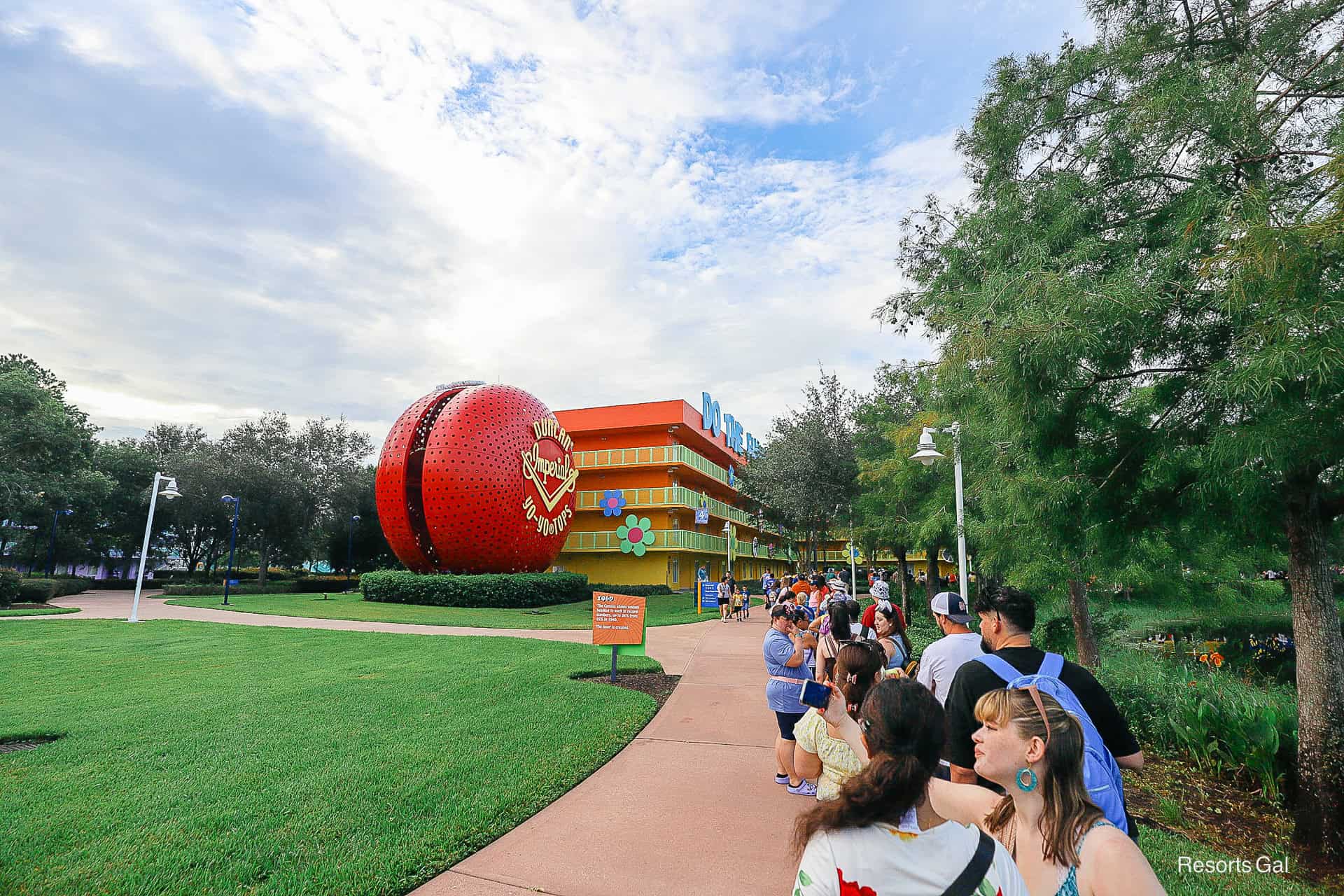 where I joined the end of the line for the Skyliner at Pop Century 