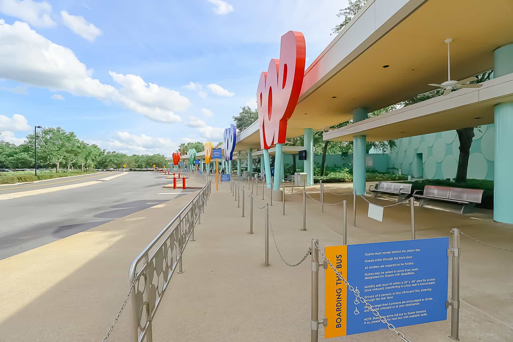 bus stop for Magic Kingdom at Pop Century 