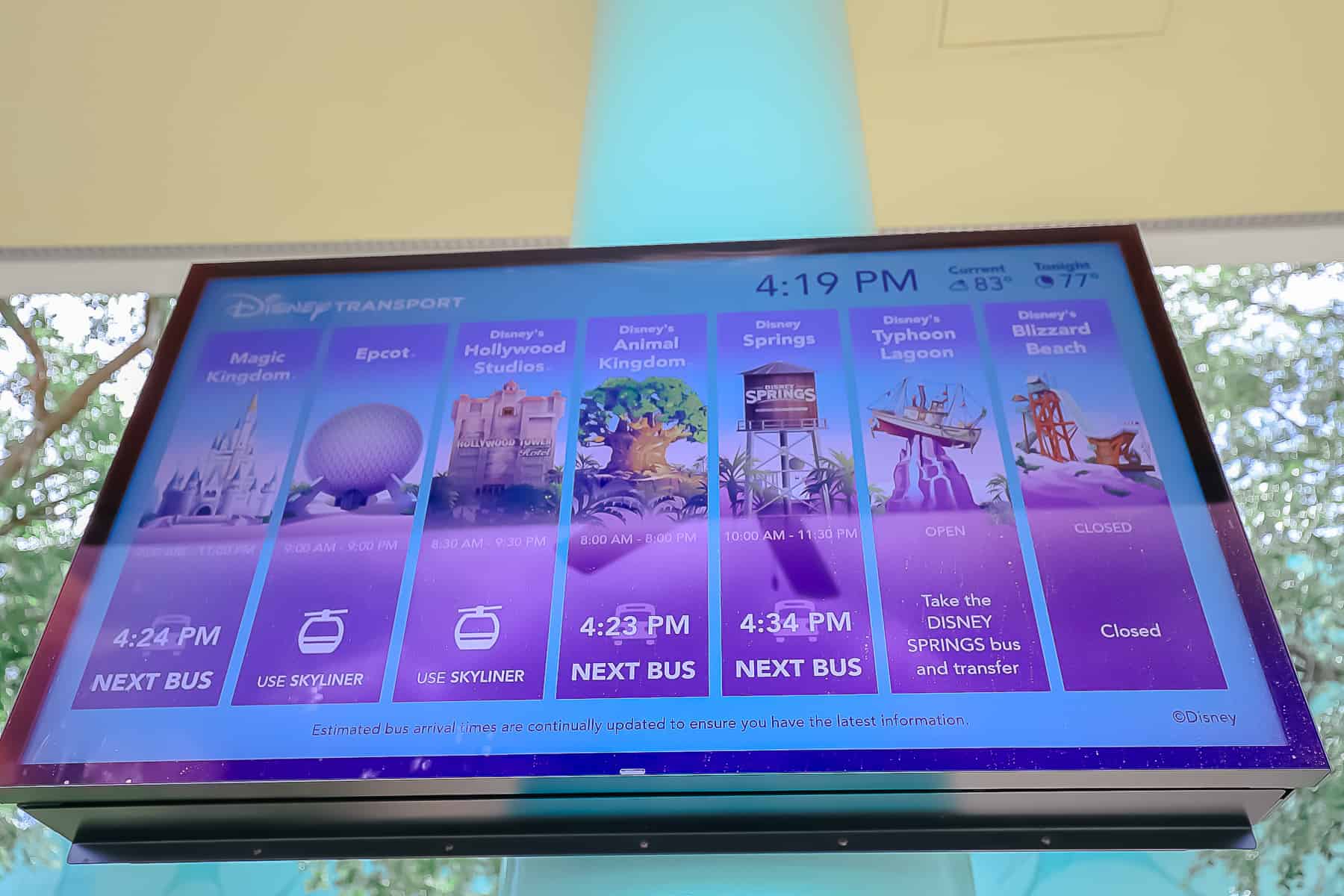 pop century wait times bus