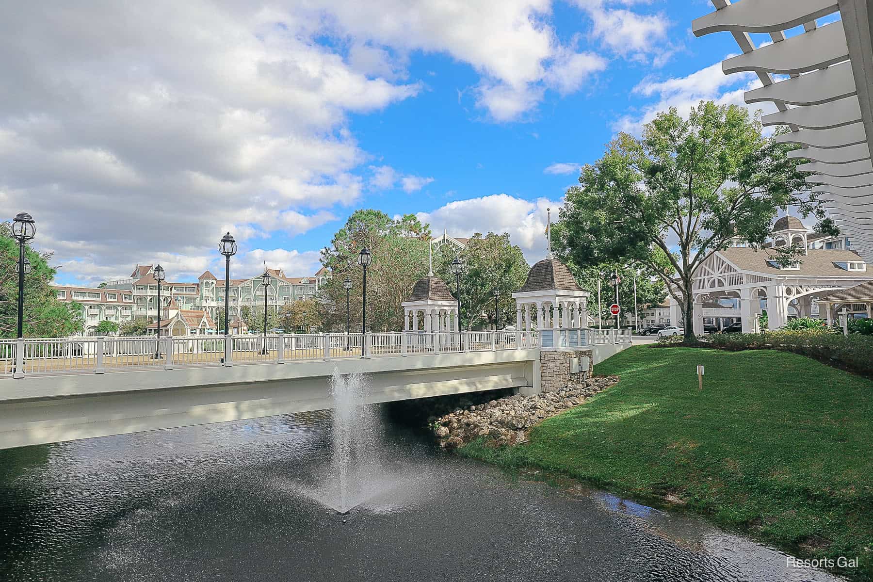 the bridge that leads to the Port Cochere at Disney's Beach Club