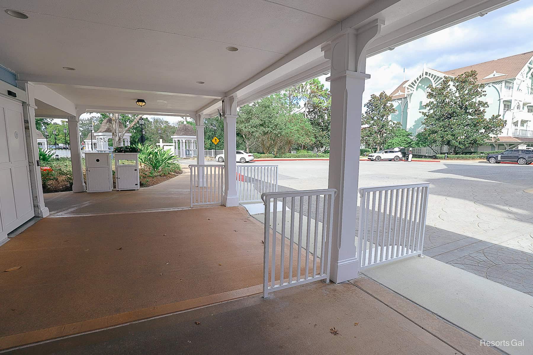 a new railing that's been added to the port cochere area of Disney's Beach Club