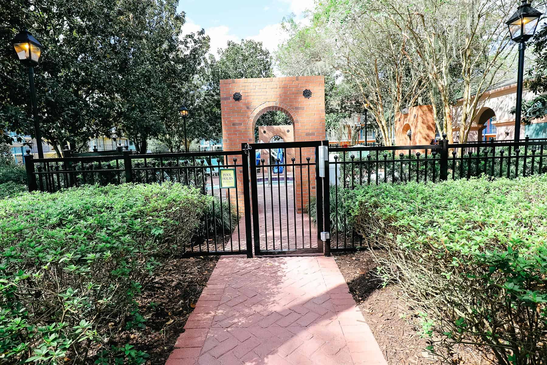 Gates to the private hot tub area at Port Orleans French Quarter