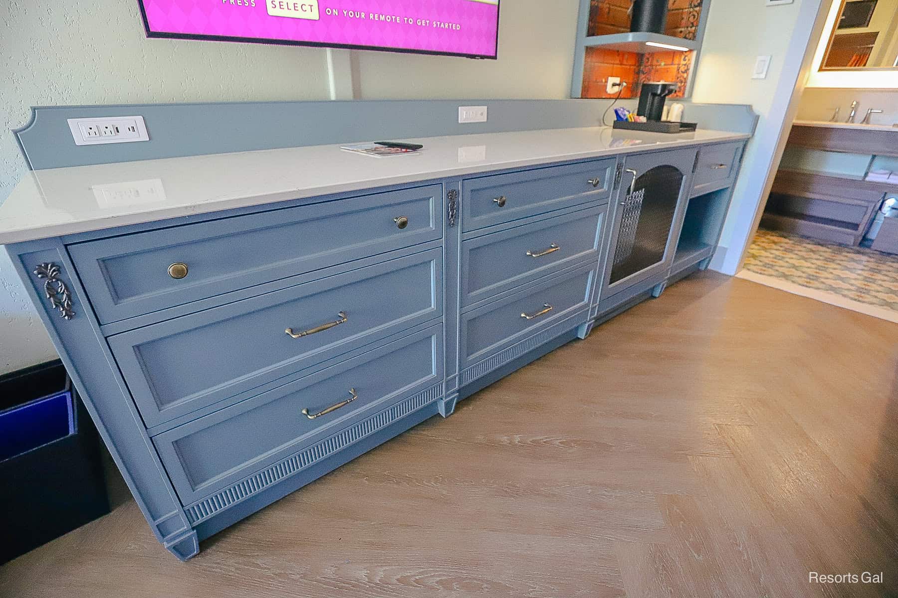 a dresser with drawers