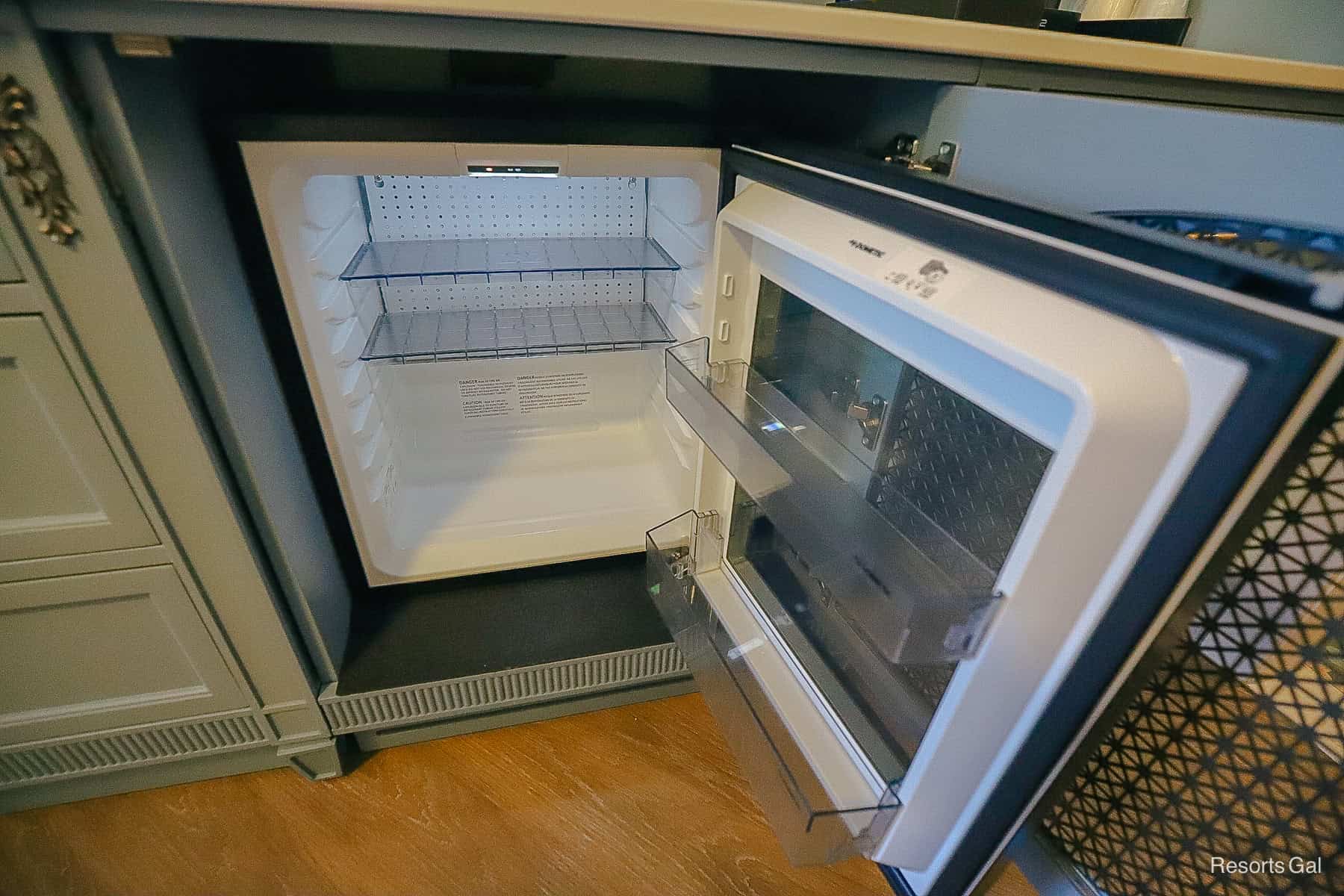the interior of the room's mini fridge