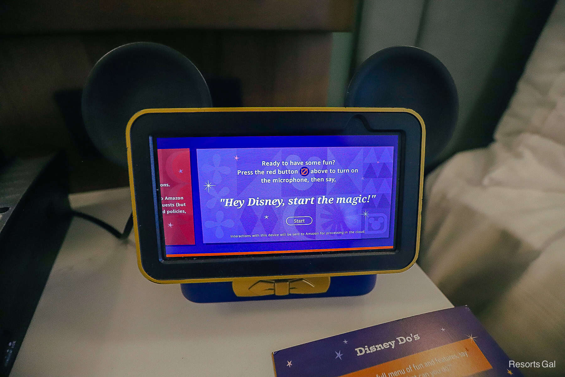the screen tells how to use the Hey Disney