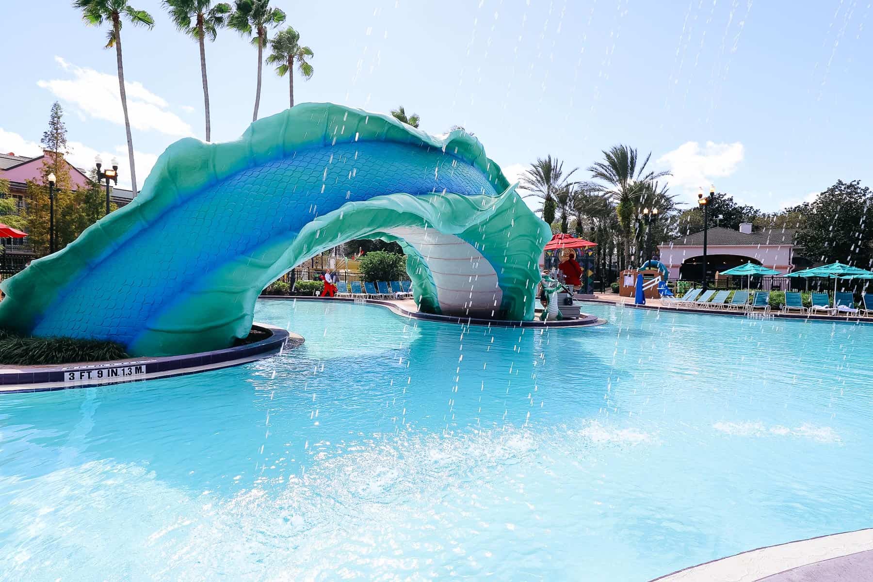 Water spraying into the pool 