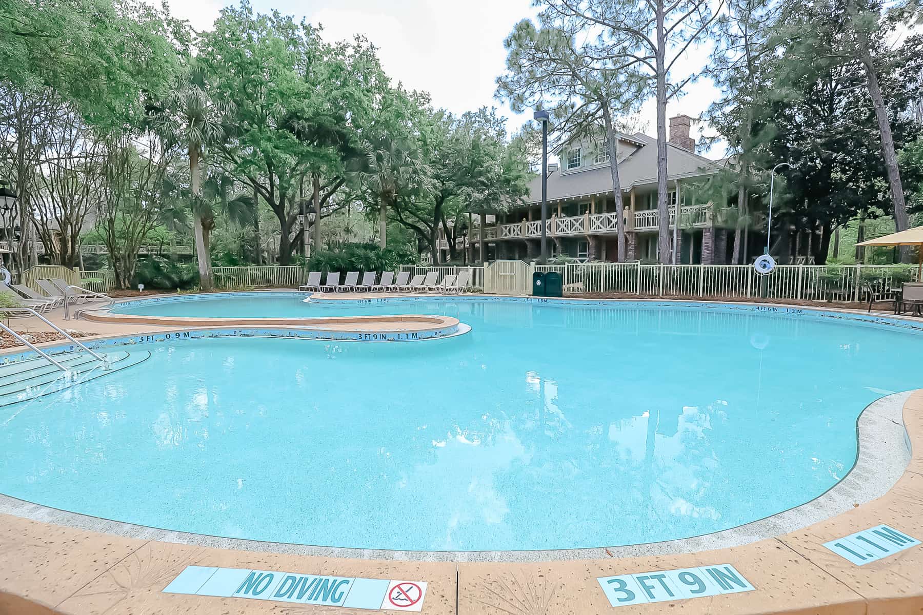 side view of the pool in this resort section