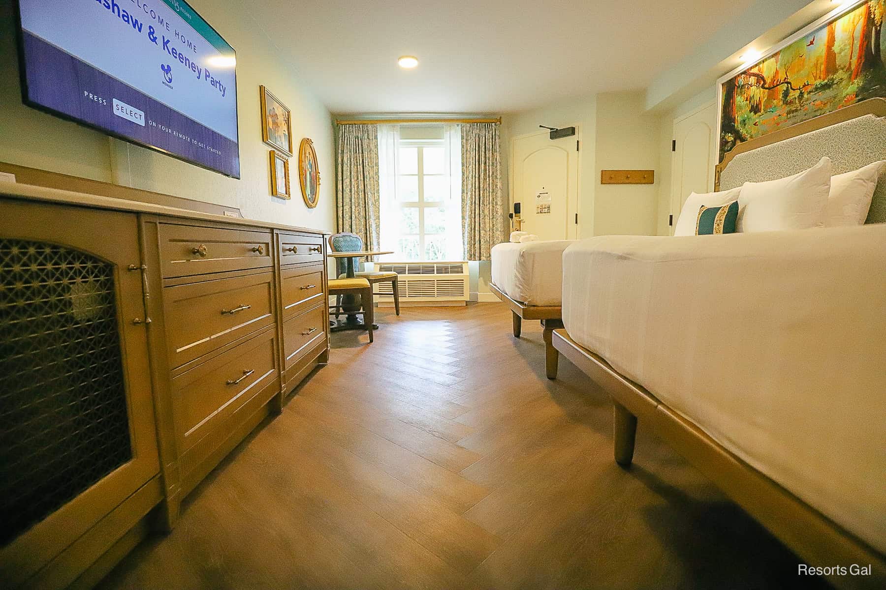 shows the solid surface flooring in the updated rooms at Port Orleans Riverside