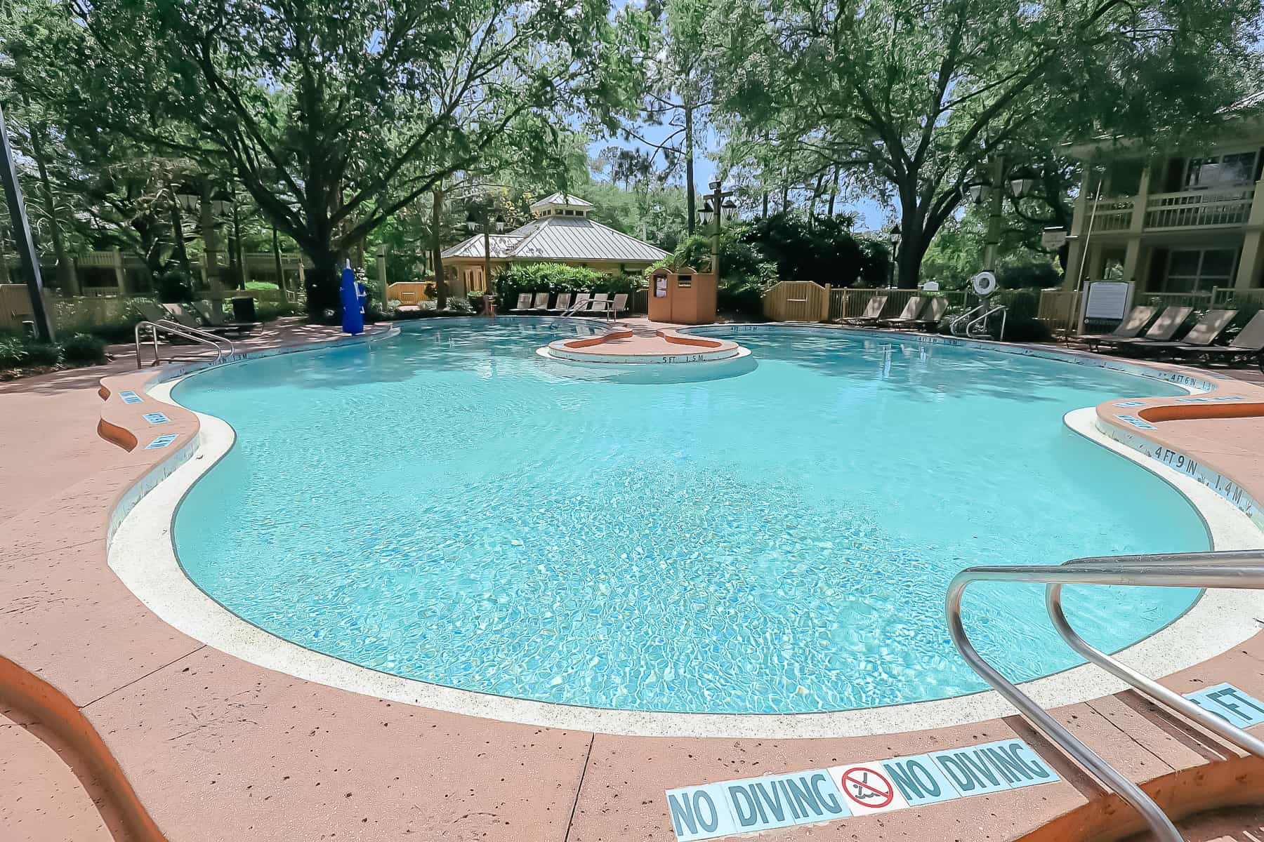 a lagoon shaped pool in the Alligator Bayou section of Port Orleans Riverside 