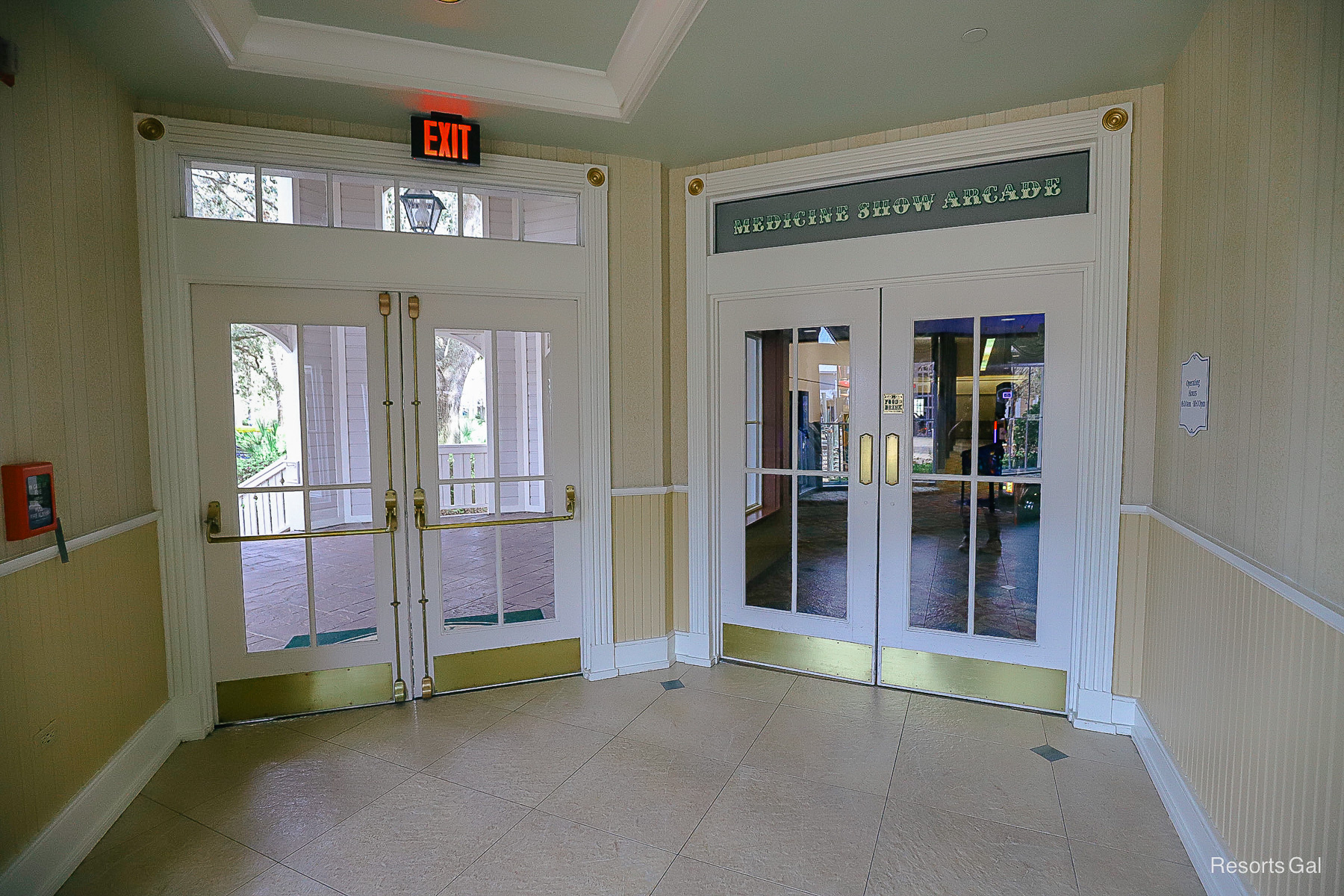 the entrance to the Medicine Arcade at Port Orleans Riverside 
