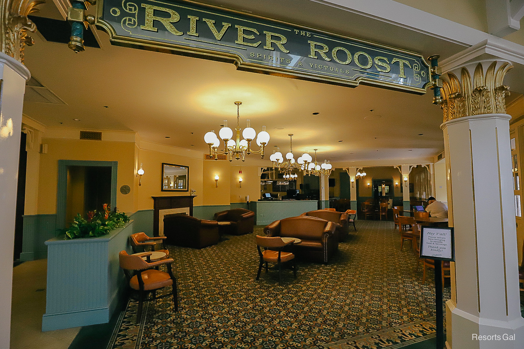 the entrance to The River Roost Lounge at Port Orleans Riverside 