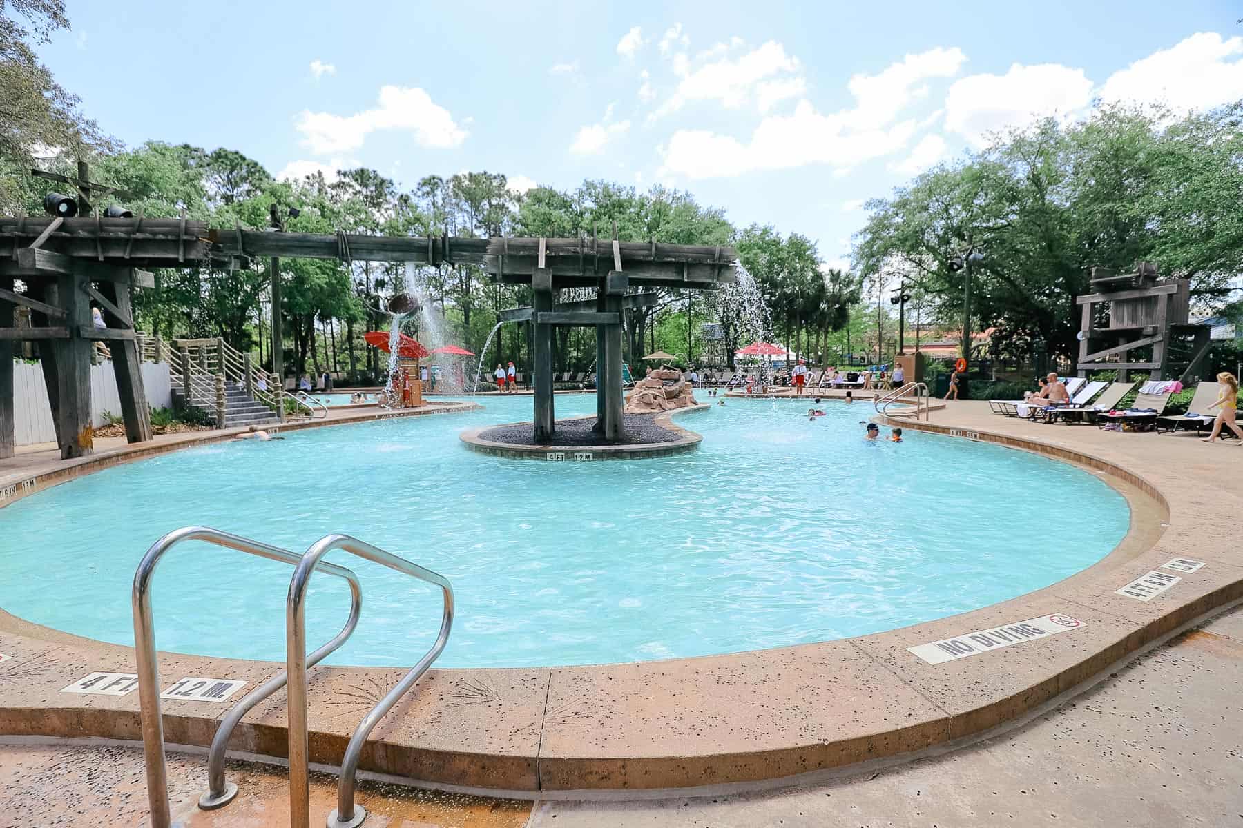 the large feature pool with mill at Port Orleans Riverside 
