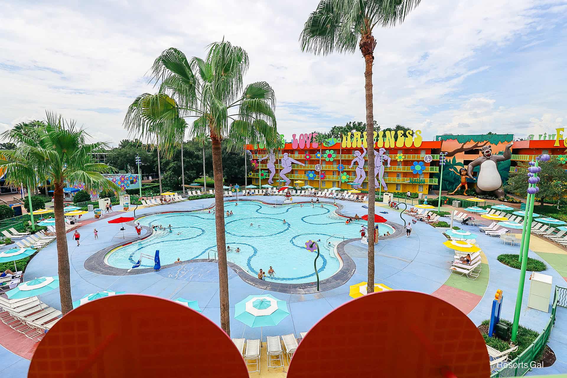 a pool view from a Preferred Room at Pop Century