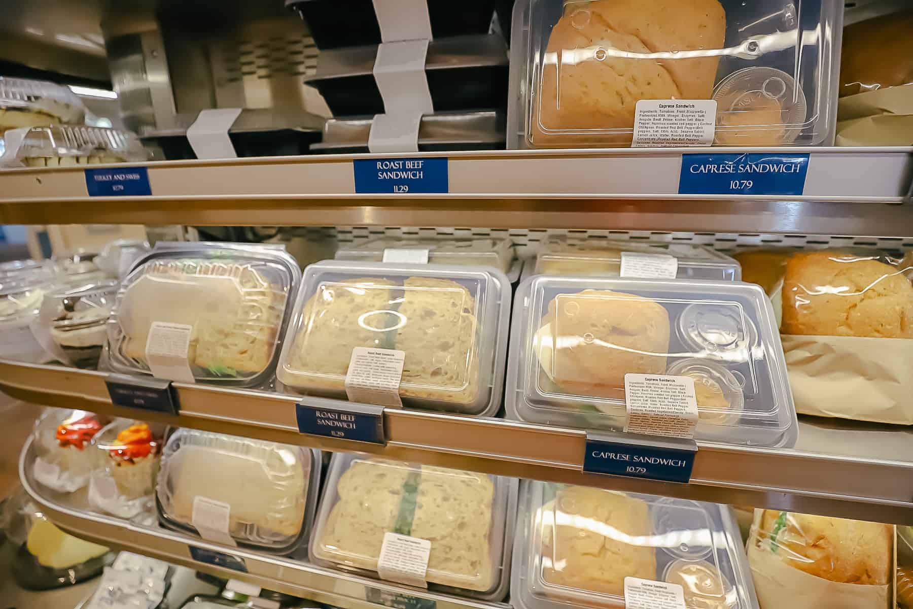 close up of individual pre-packaged sandwiches 