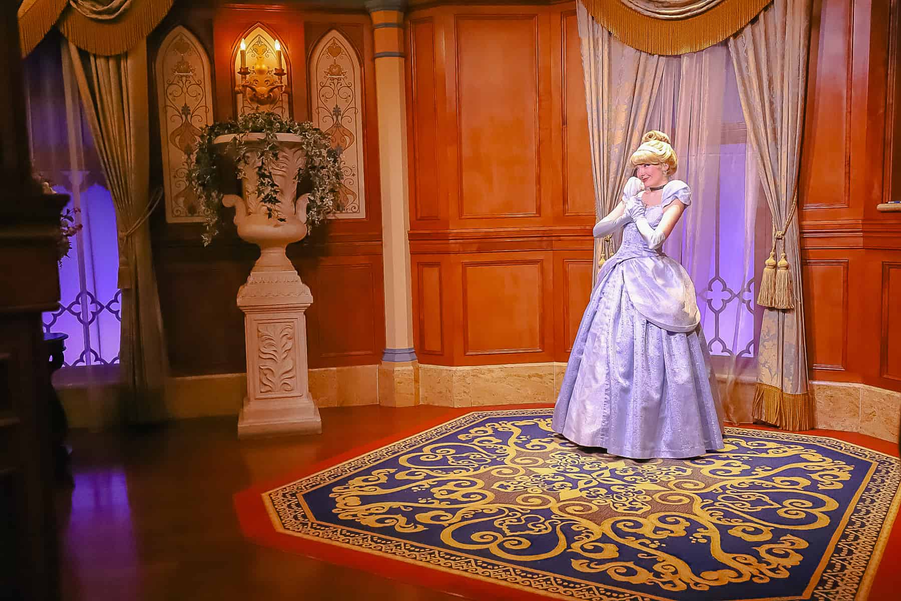 Cinderella waits to meet guests after Elena. 