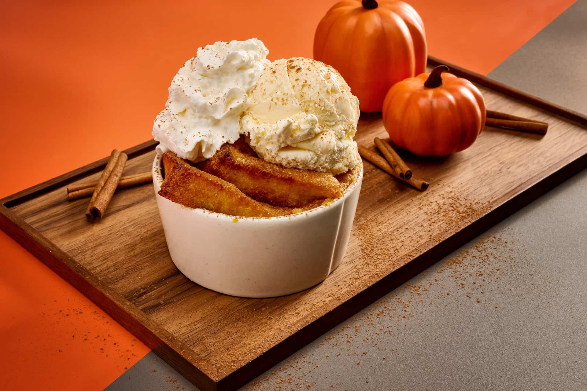 an order of pumpkin bread pudding from Disney Springs for Halloween
