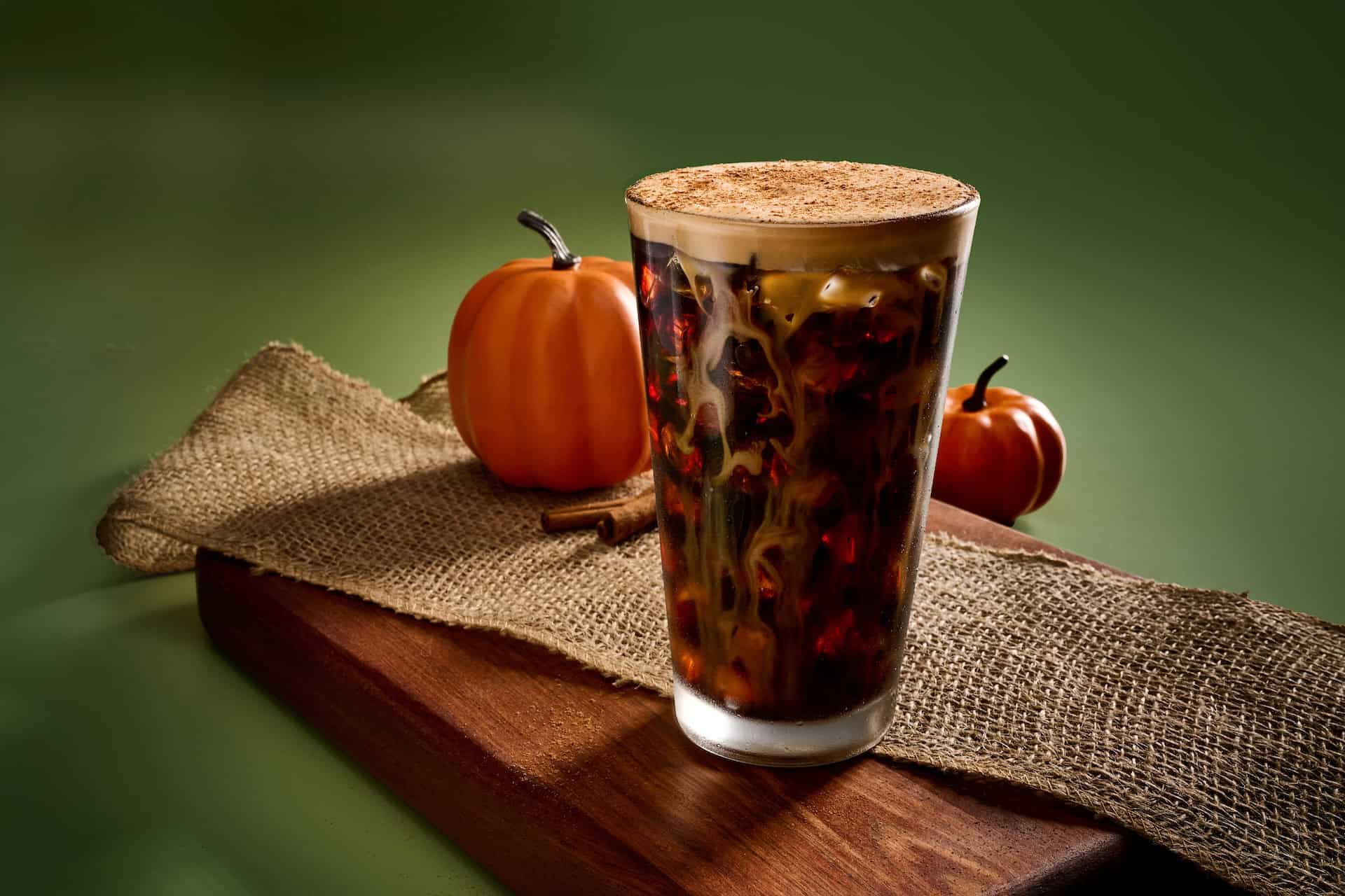 a Halloween inspired coffee beverage at Disney Springs