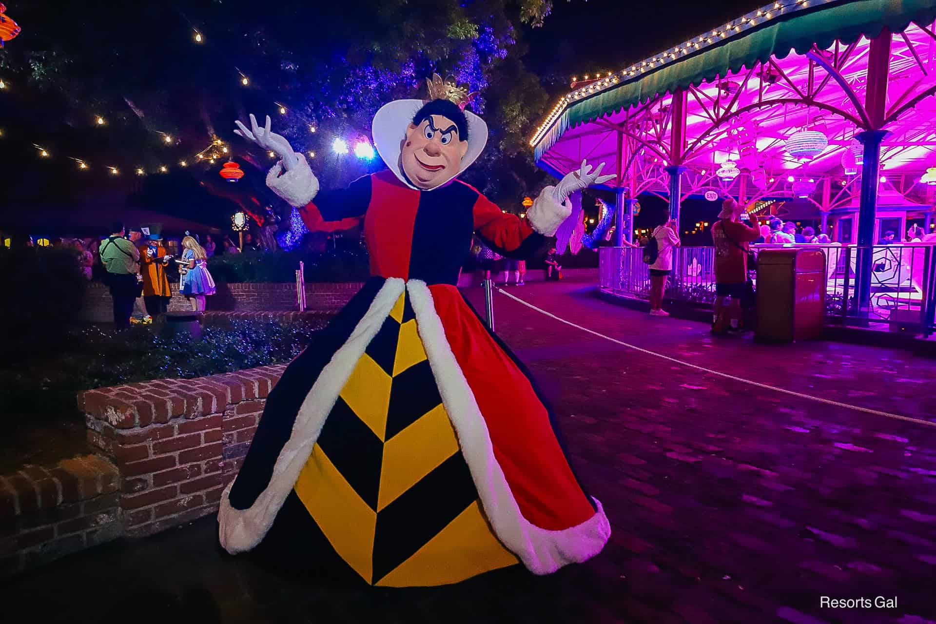Queen of Hearts character sighting at Mickey's Halloween Party