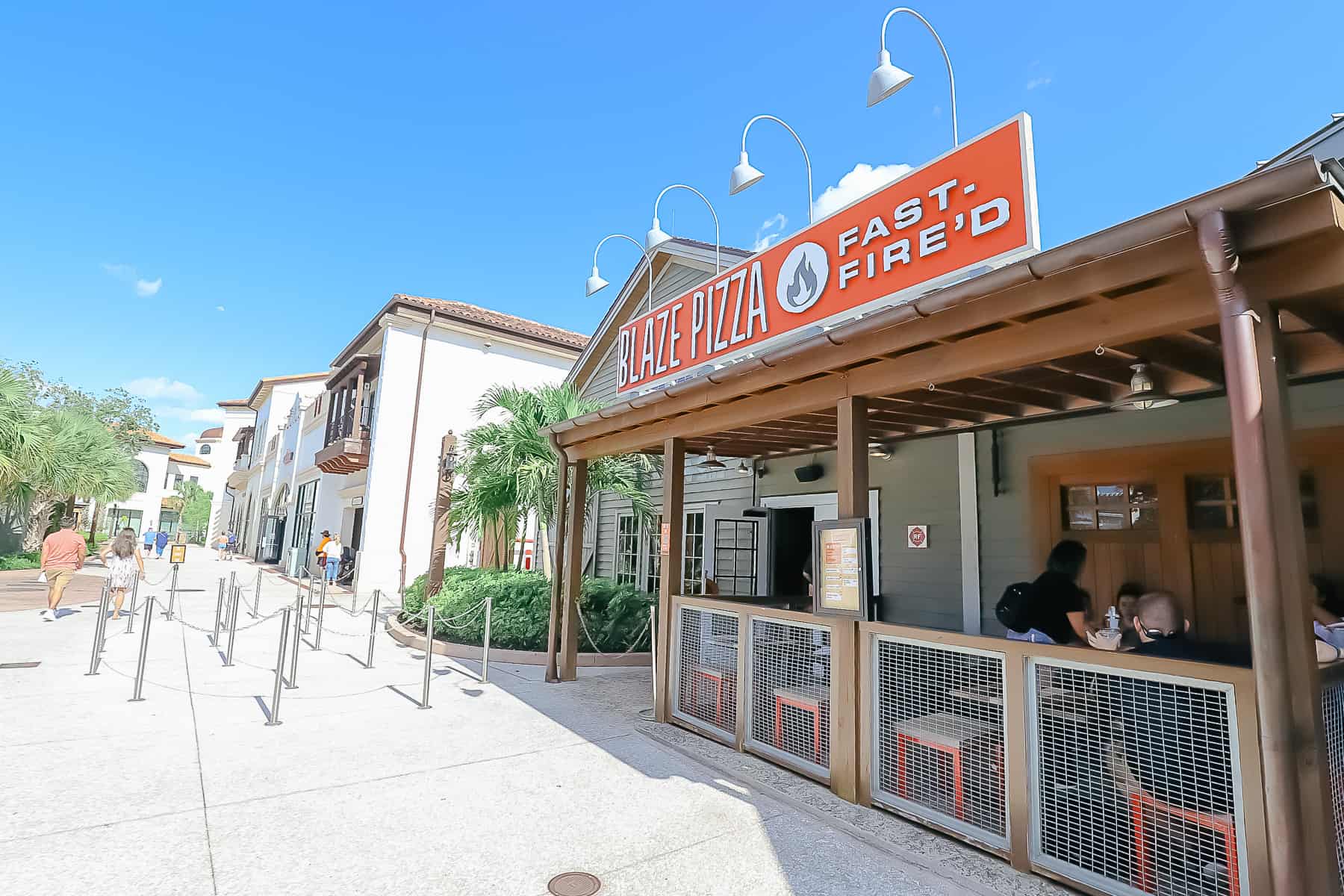outdoor queue for guests to wait when it's busy at Blaze Pizza 
