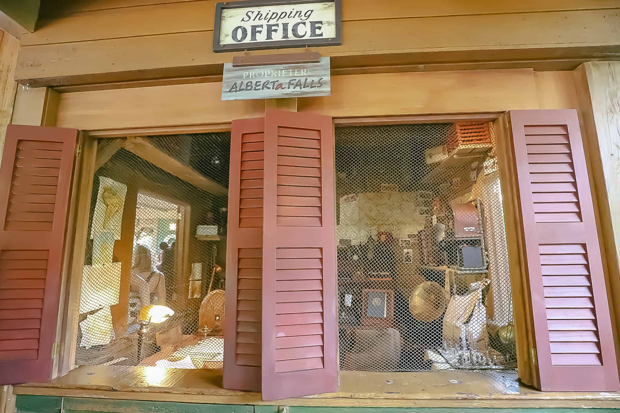 queue elements features a shipping office with a sign that says Proprietor Alberta Falls 