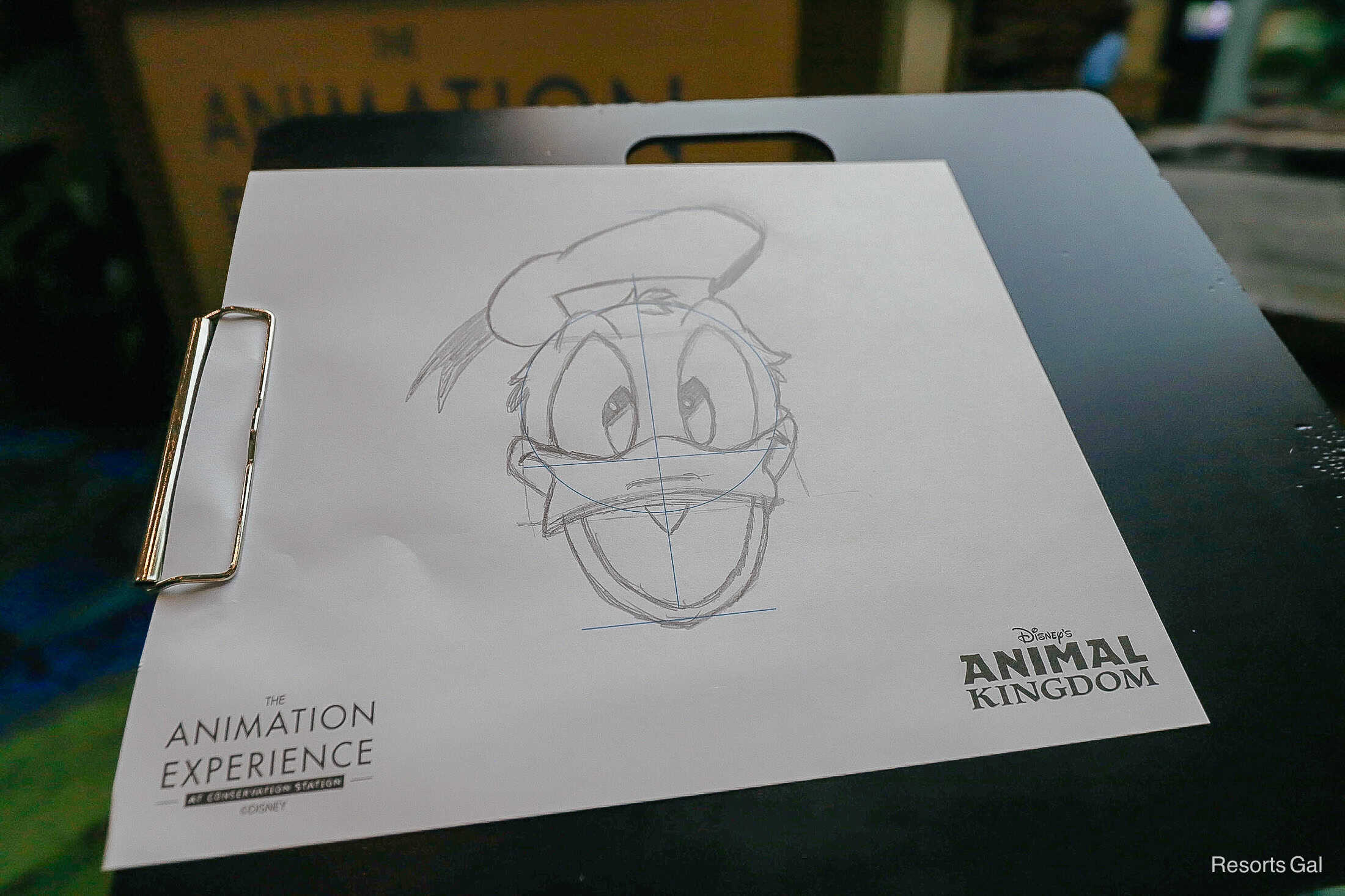 a sketch of Donald Duck drawn in the Animation Experience at Conservation Station in 2024