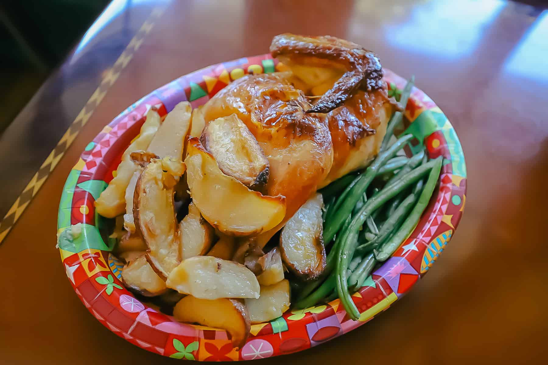roast chicken with potatoes and green beans 
