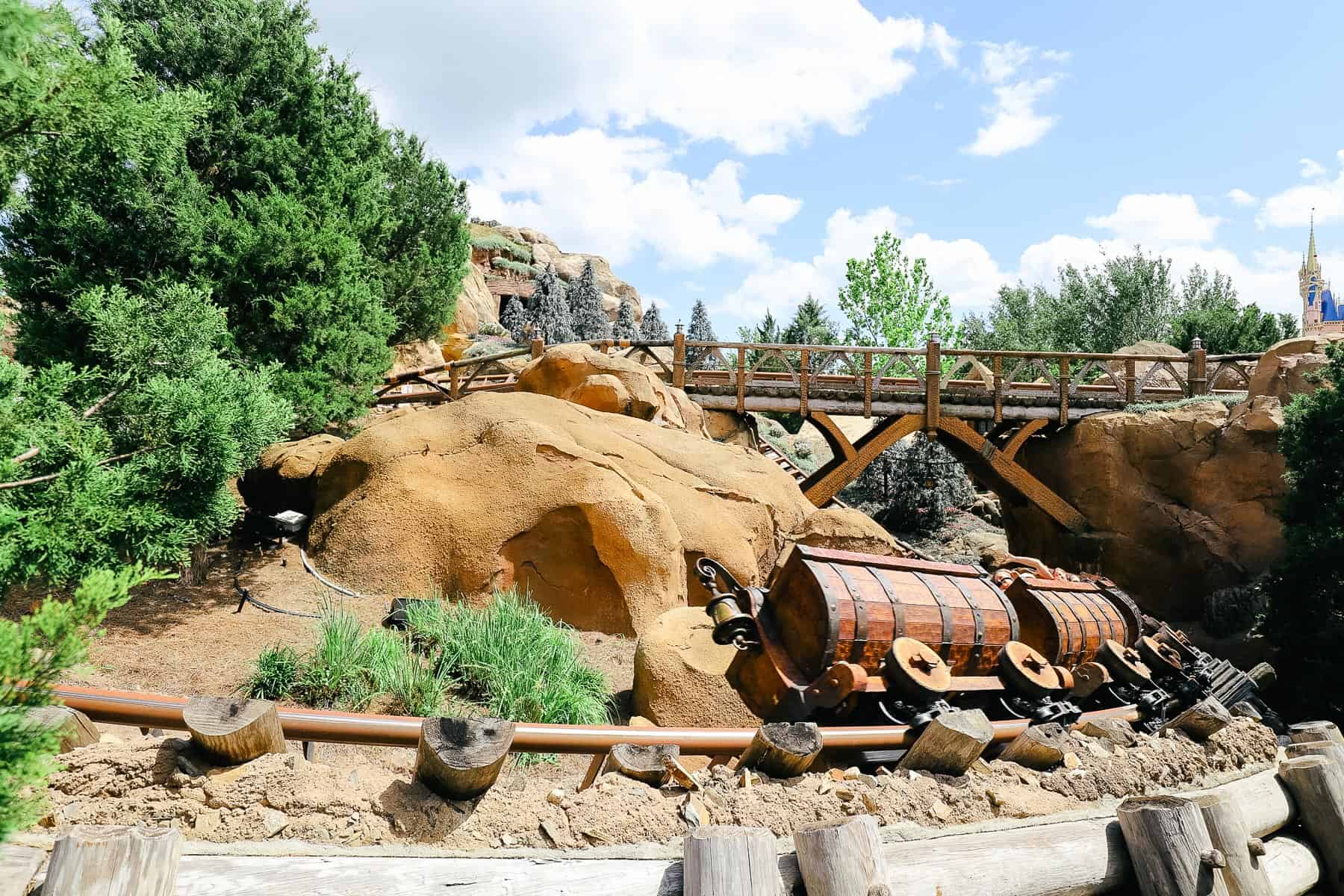 Barrels racing through Seven Dwarfs Mine Train. 