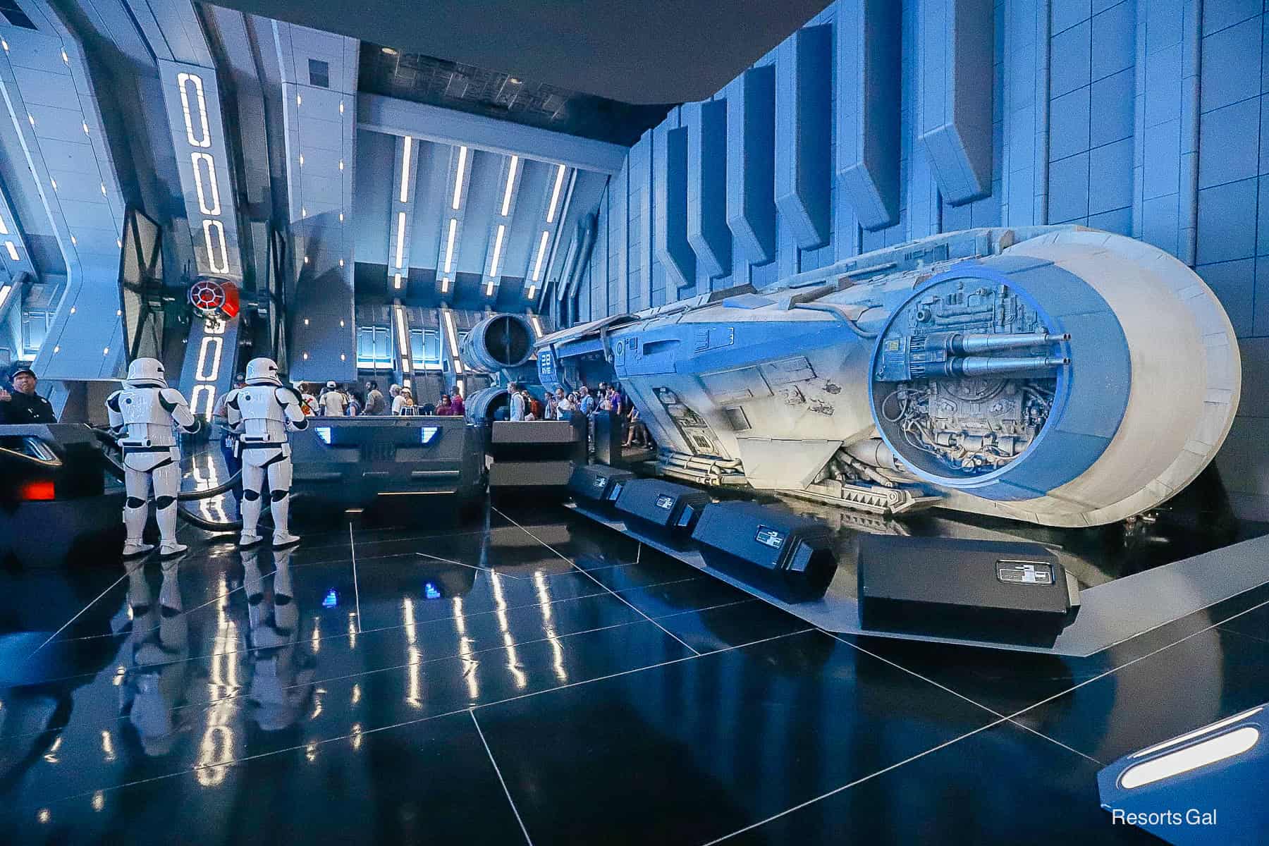 a waiting area where guests in the regular line pass 