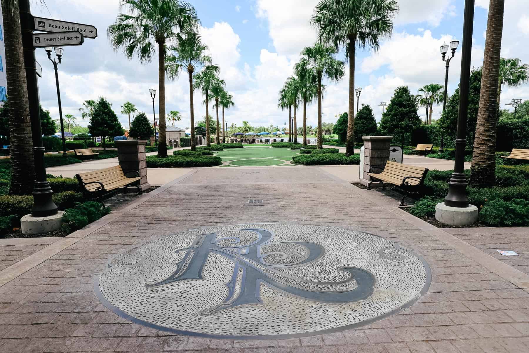 the Riviera Resort logo stamped in the concrete 