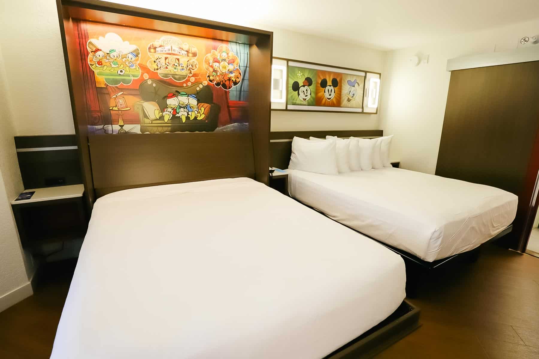A standard guest room at Disney's All-Star Music has two queen size beds. 
