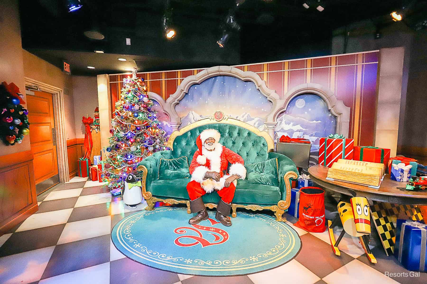 Santa's meet-and-greet room setup at Hollywood Studios in Walt Disney Presents 