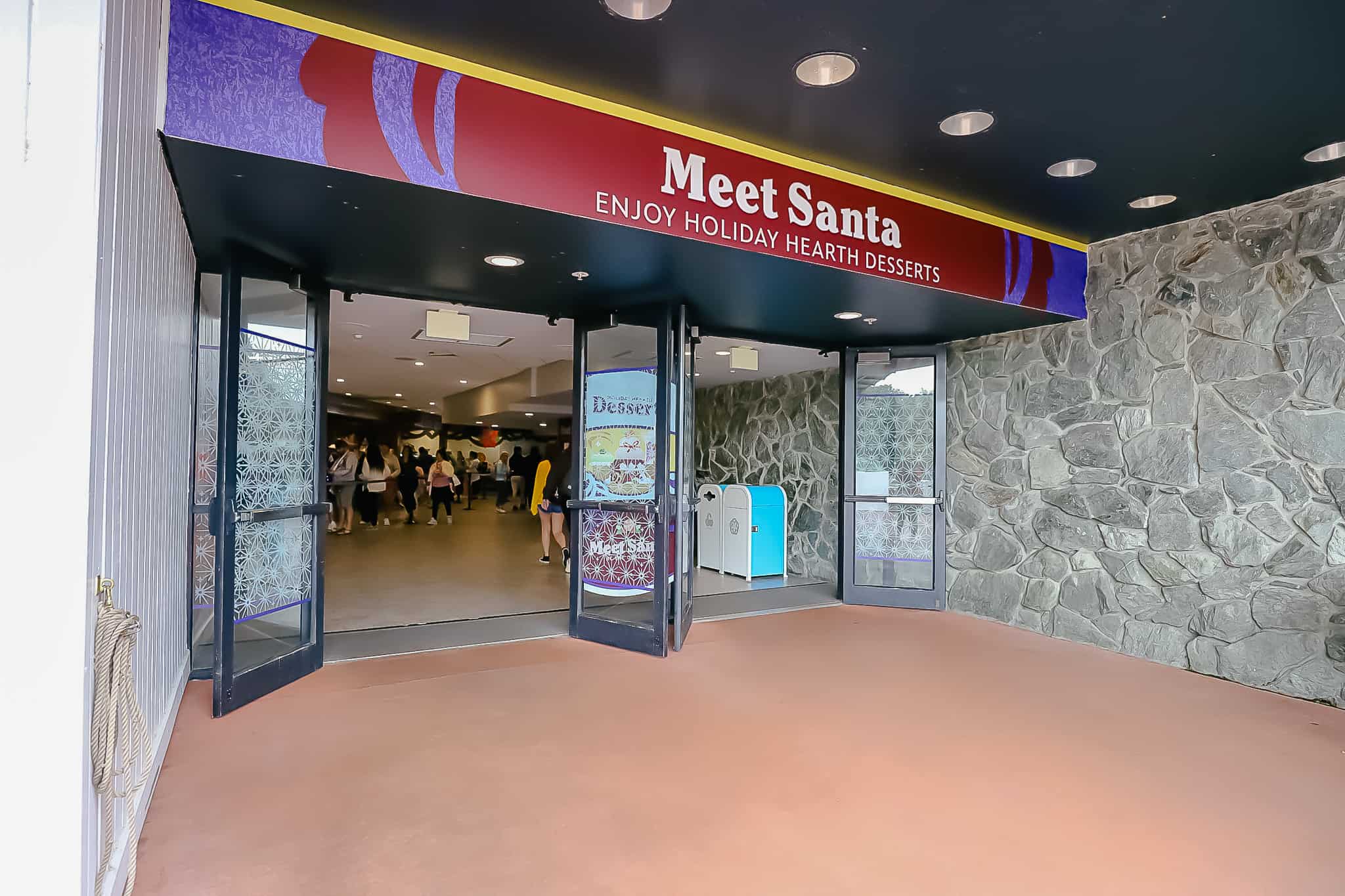 entrance to the Odyssey Pavilion that says "Meet Santa" 