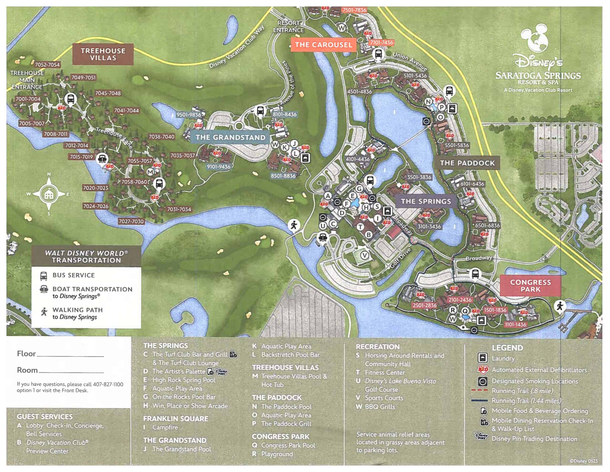 map of Disney's Saratoga Springs Resort 