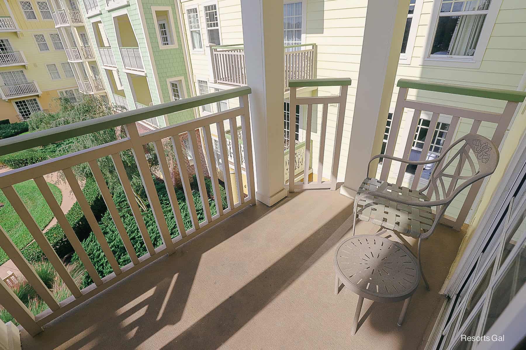 the room balcony off the main living area in the 2-bedroom villa at Saratoga Springs