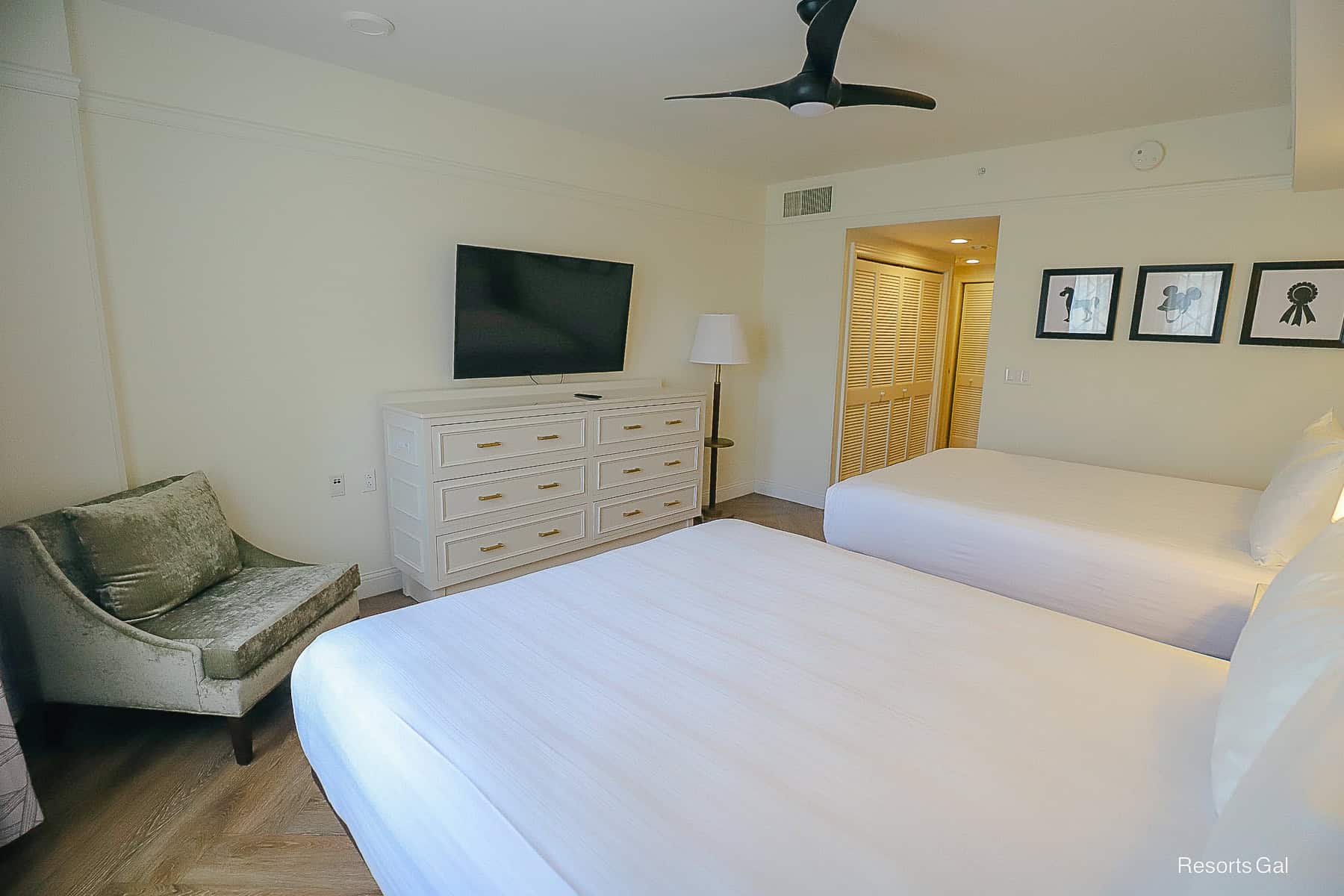 an opposite view of the two queen beds room