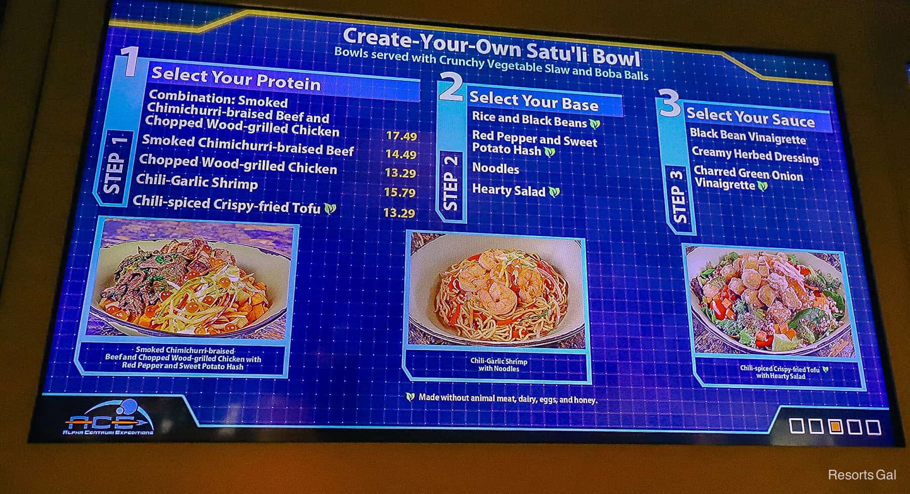 the menu for Satu'li Canteen 