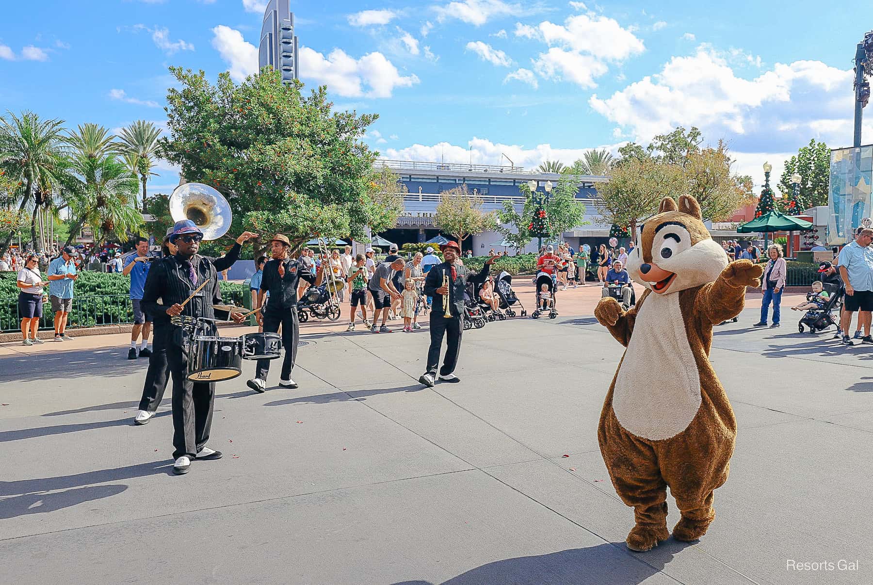 Chip with the marching band Hollygroove Swingin' 