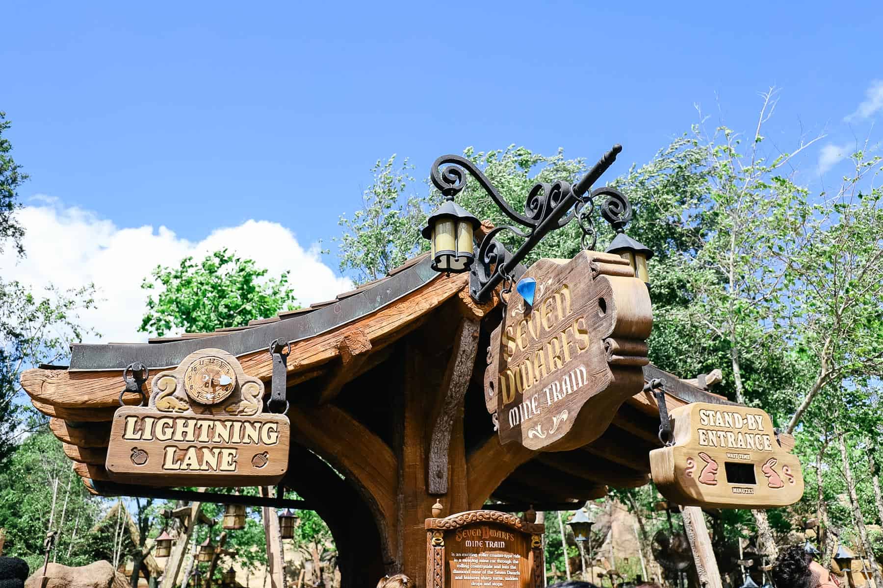 The Lightning Lane entrance for Seven Dwarfs Mine Train. 