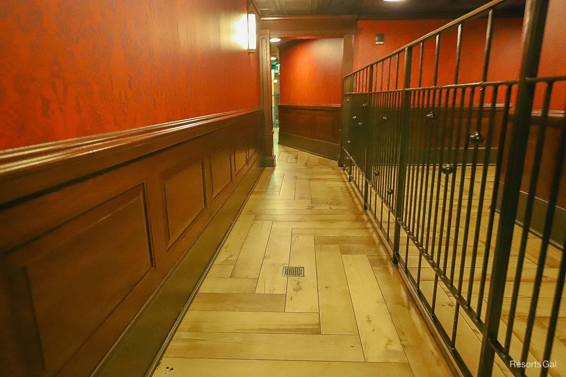 the hallway that leads through single rider queue